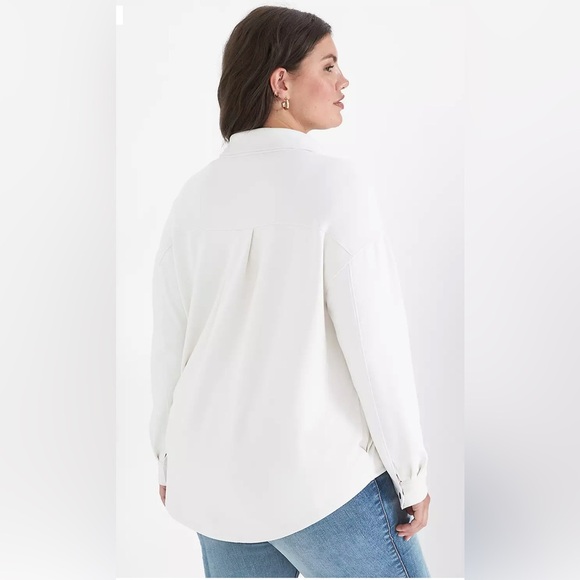 NWOT Lane Bryant Relaxed Snap Button-Front Knit White Top Size 18/20. - Picture 2 of 8